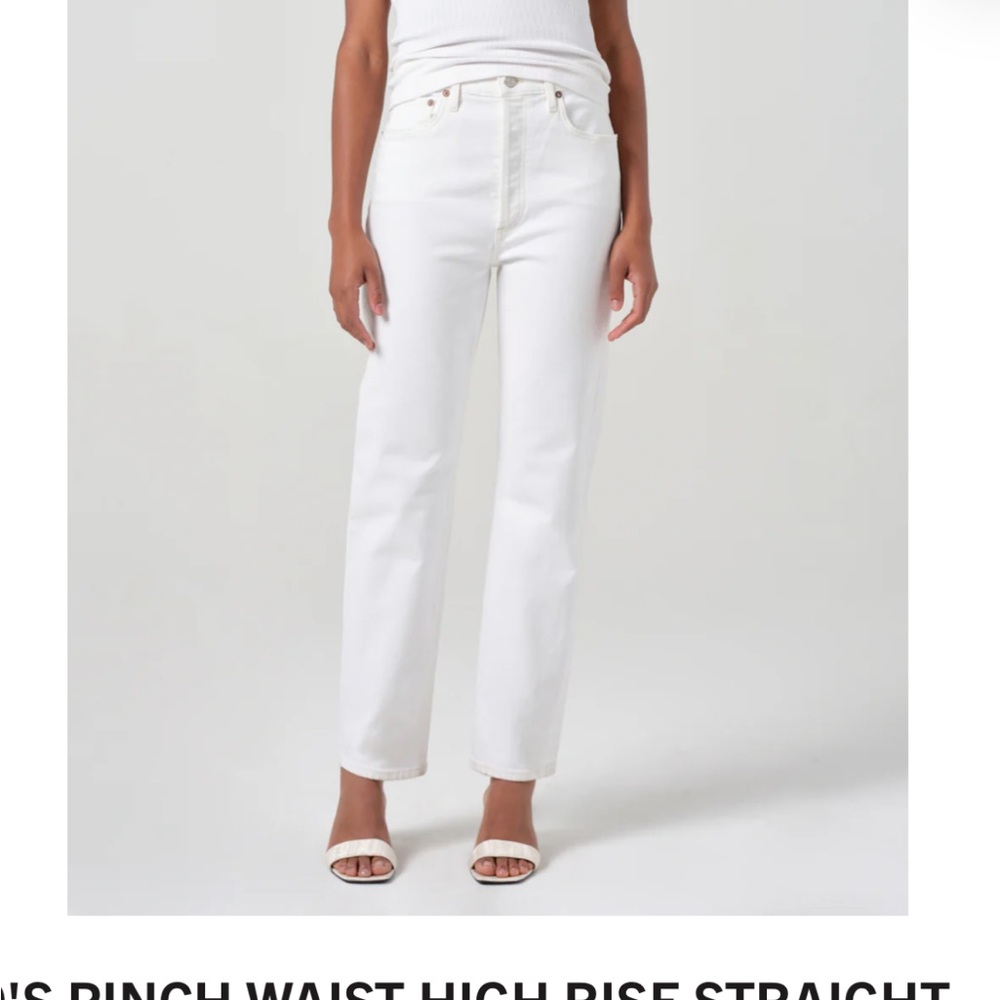 Agolde White High-Rise Straight Jeans